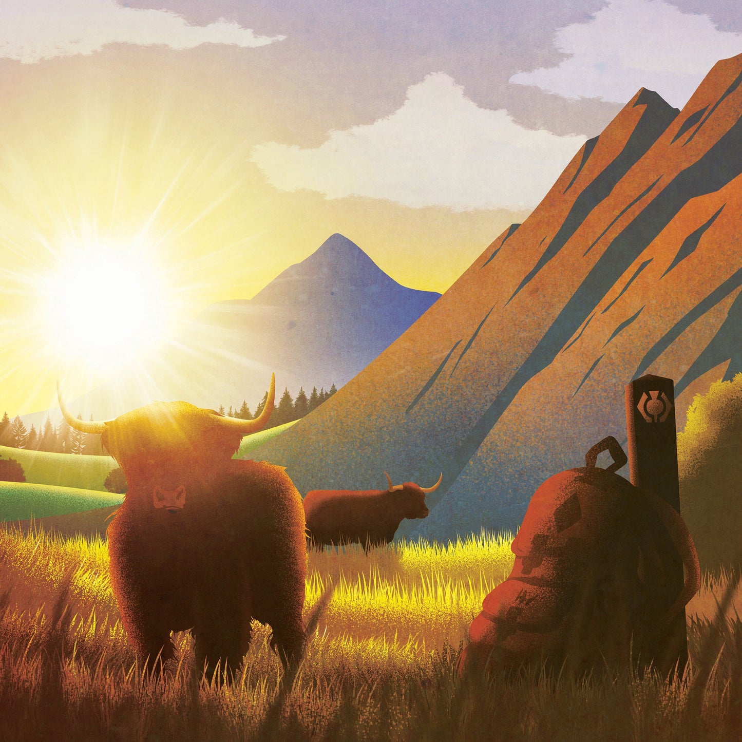 West Highland Way Poster, Highland Cow, West Highland Way Scotland, Hillwalking Print, Glencoe, loch lomond, inversnaid, kinlochleven