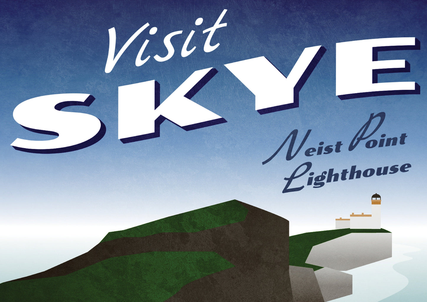 Skye Travel Poster, Vintage looking Skye Scotland Travel Poster, Neist Point Lighthouse, Scottish Art, Scottish Gifts, Vintage Scotland