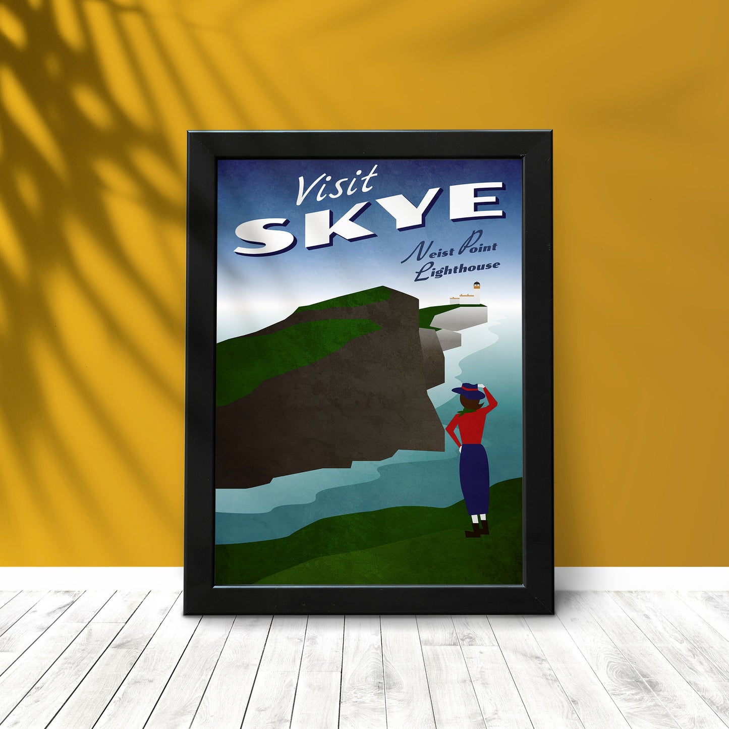 Skye Travel Poster, Vintage looking Skye Scotland Travel Poster, Neist Point Lighthouse, Scottish Art, Scottish Gifts, Vintage Scotland