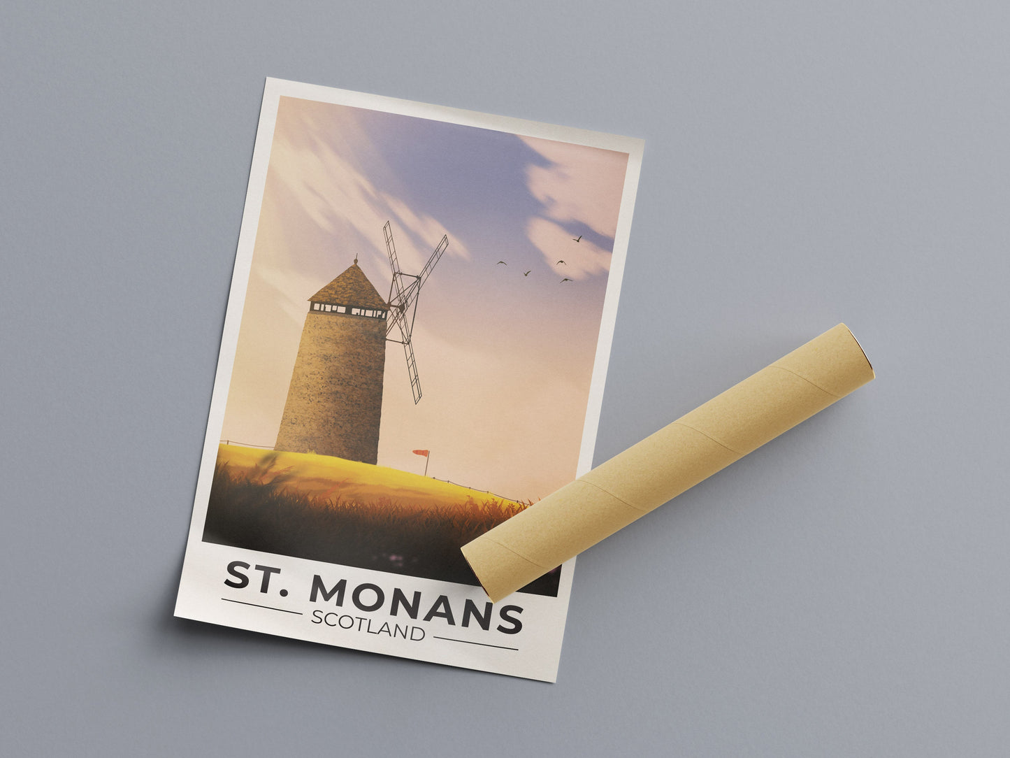 St. Monans Travel Poster - Fife Wall Art - St. Monans Windmill - East Neuk Print