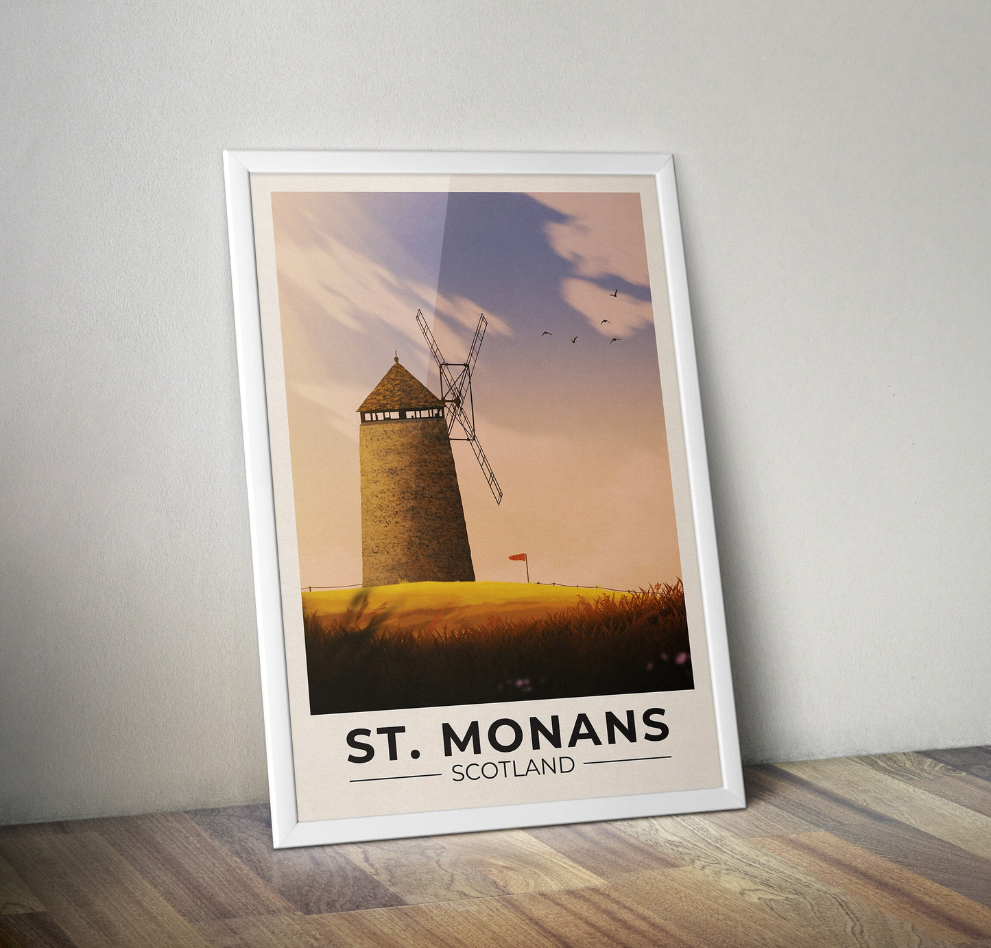 St. Monans Travel Poster - Fife Wall Art - St. Monans Windmill - East Neuk Print