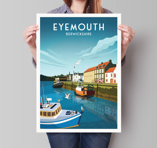 Eyemouth Harbour Print - Travel Poster - Scottish Wall Art - Scotland Gift
