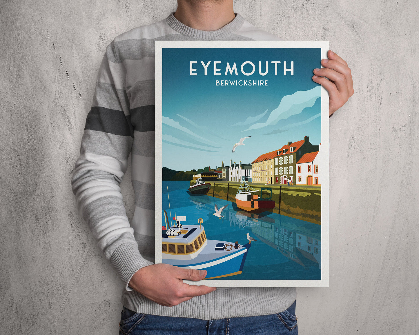 Eyemouth Harbour Print - Travel Poster - Scottish Wall Art - Scotland Gift
