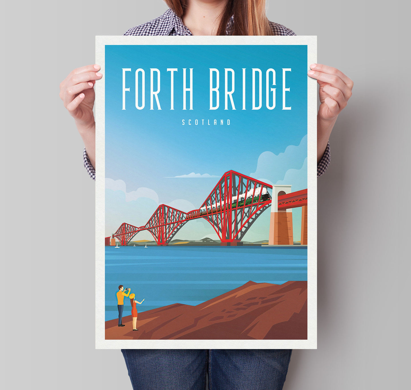 Forth Rail Bridge Travel Poster featuring the Flying Scotsman - Forth Bridge Print
