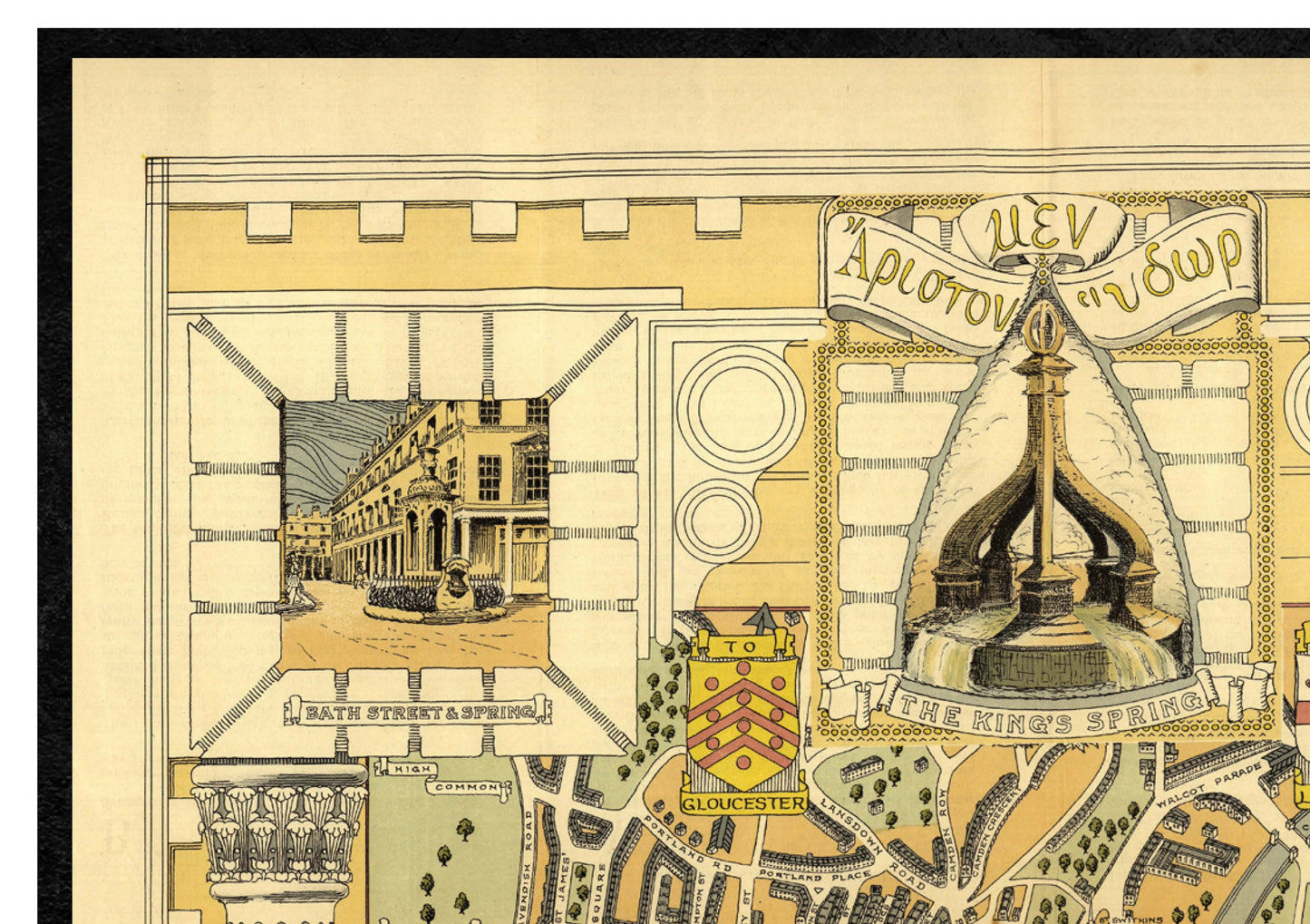 Bath Map - Pictorial map of the historic city of Bath -Bath illustrated map - illustration print art - Bath UK map artwork - birthday gift