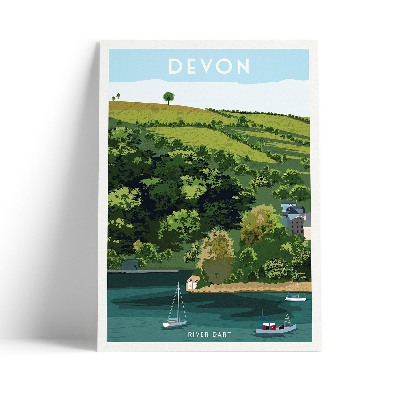 Devon River Dart Travel Poster | England | Devonshire | Wall Art | Home Decor Artwork | Wedding gift | UK