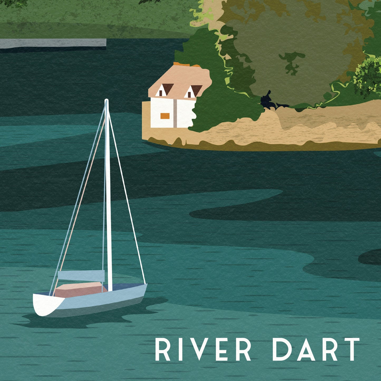 Devon River Dart Travel Poster | England | Devonshire | Wall Art | Home Decor Artwork | Wedding gift | UK