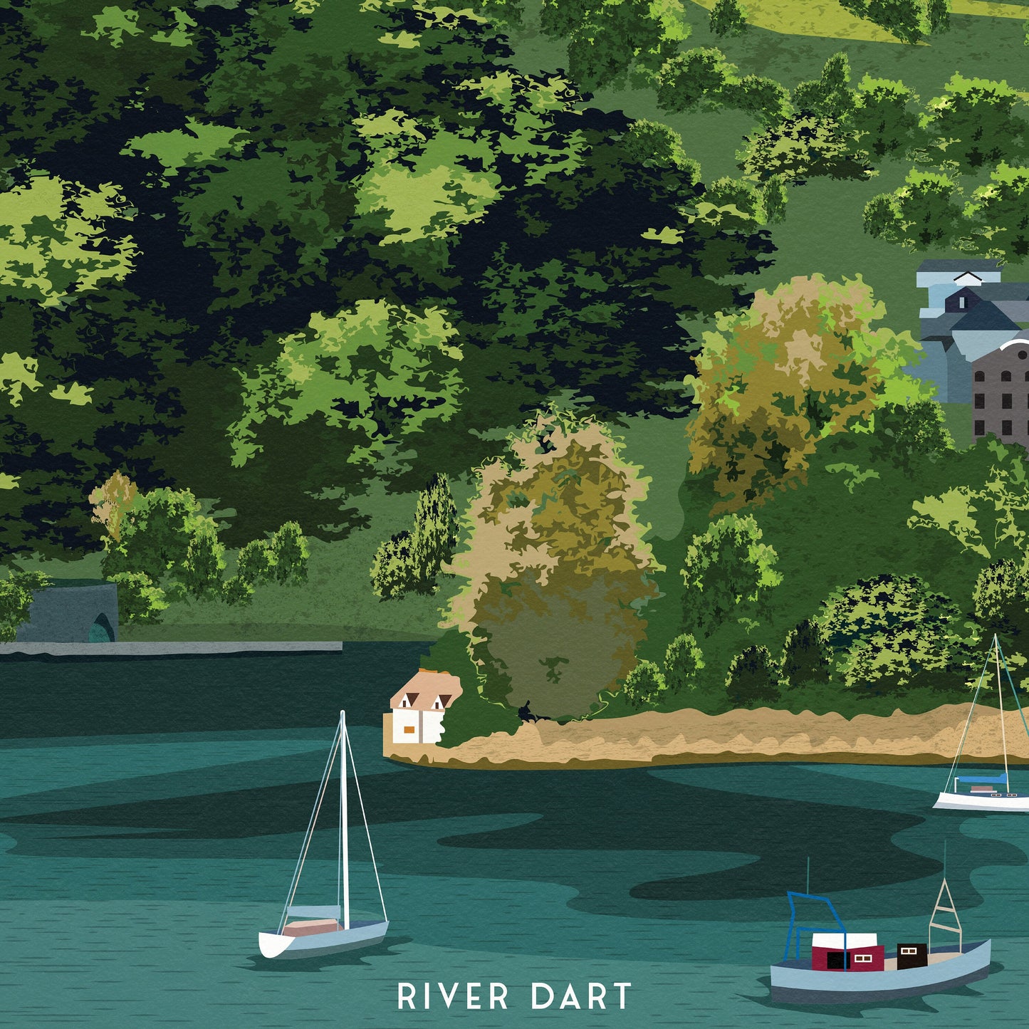 Devon River Dart Travel Poster | England | Devonshire | Wall Art | Home Decor Artwork | Wedding gift | UK