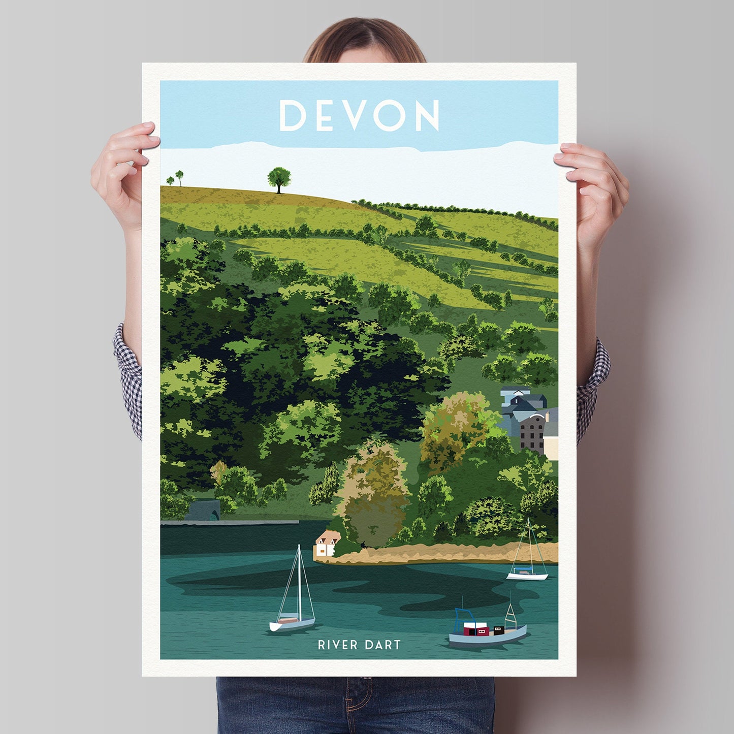 Devon River Dart Travel Poster | England | Devonshire | Wall Art | Home Decor Artwork | Wedding gift | UK