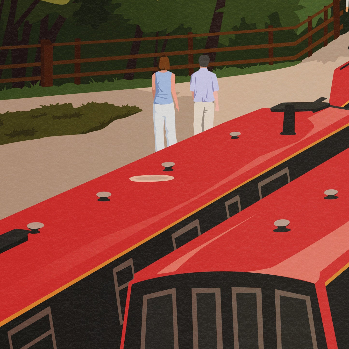Skipton Travel Poster - Narrow Boats on the Leeds and Liverpool Canal Travel Poster Print - Yorkshire - England