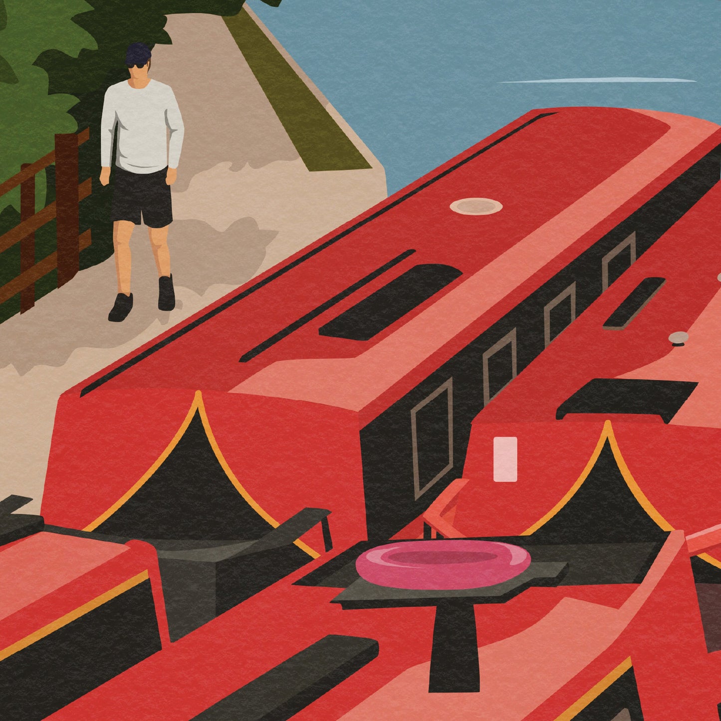 Skipton Travel Poster - Narrow Boats on the Leeds and Liverpool Canal Travel Poster Print - Yorkshire - England