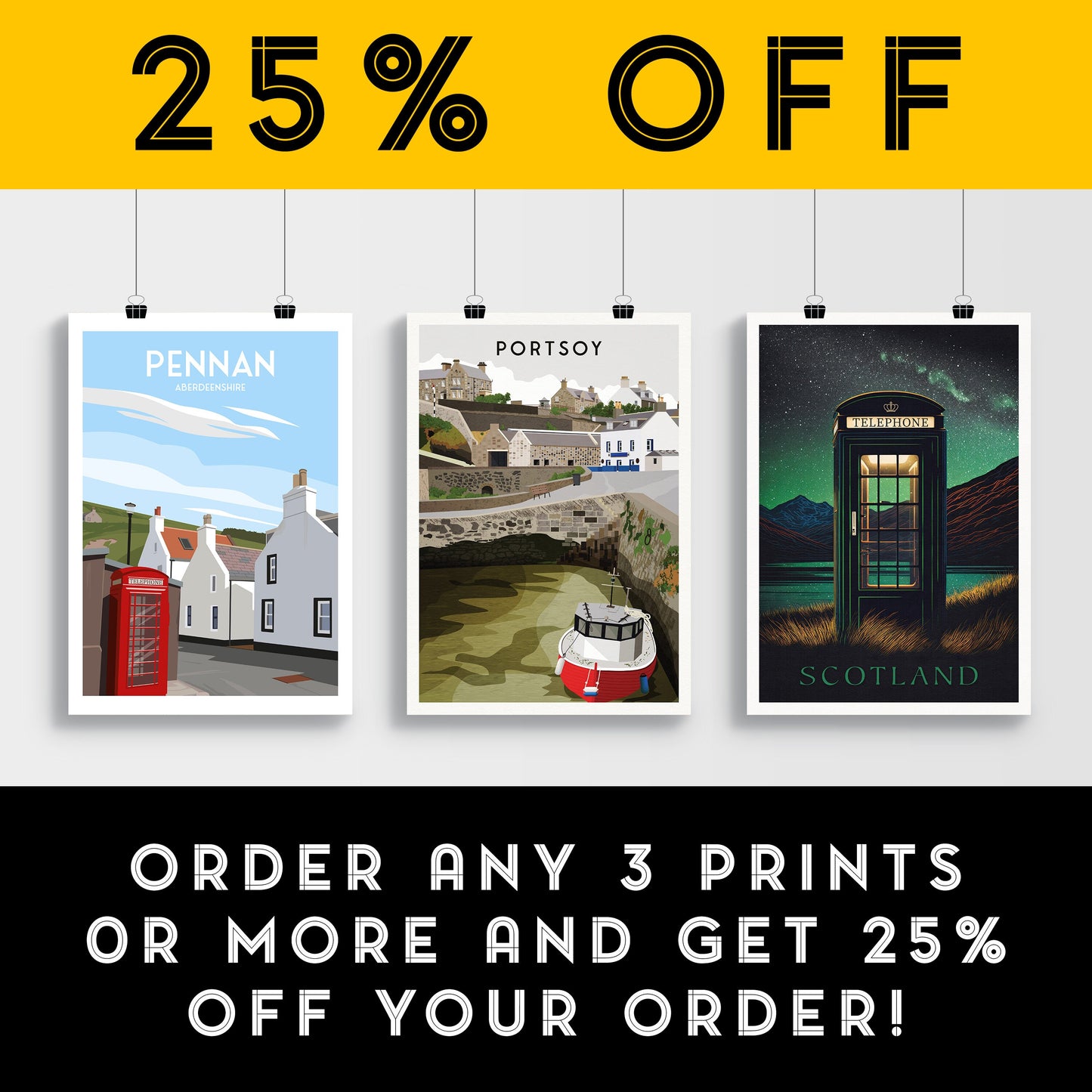 Portsoy Harbour Travel Poster Print - Aberdeenshire - Scotland - Scottish Landscape - Banff - Moray Firth