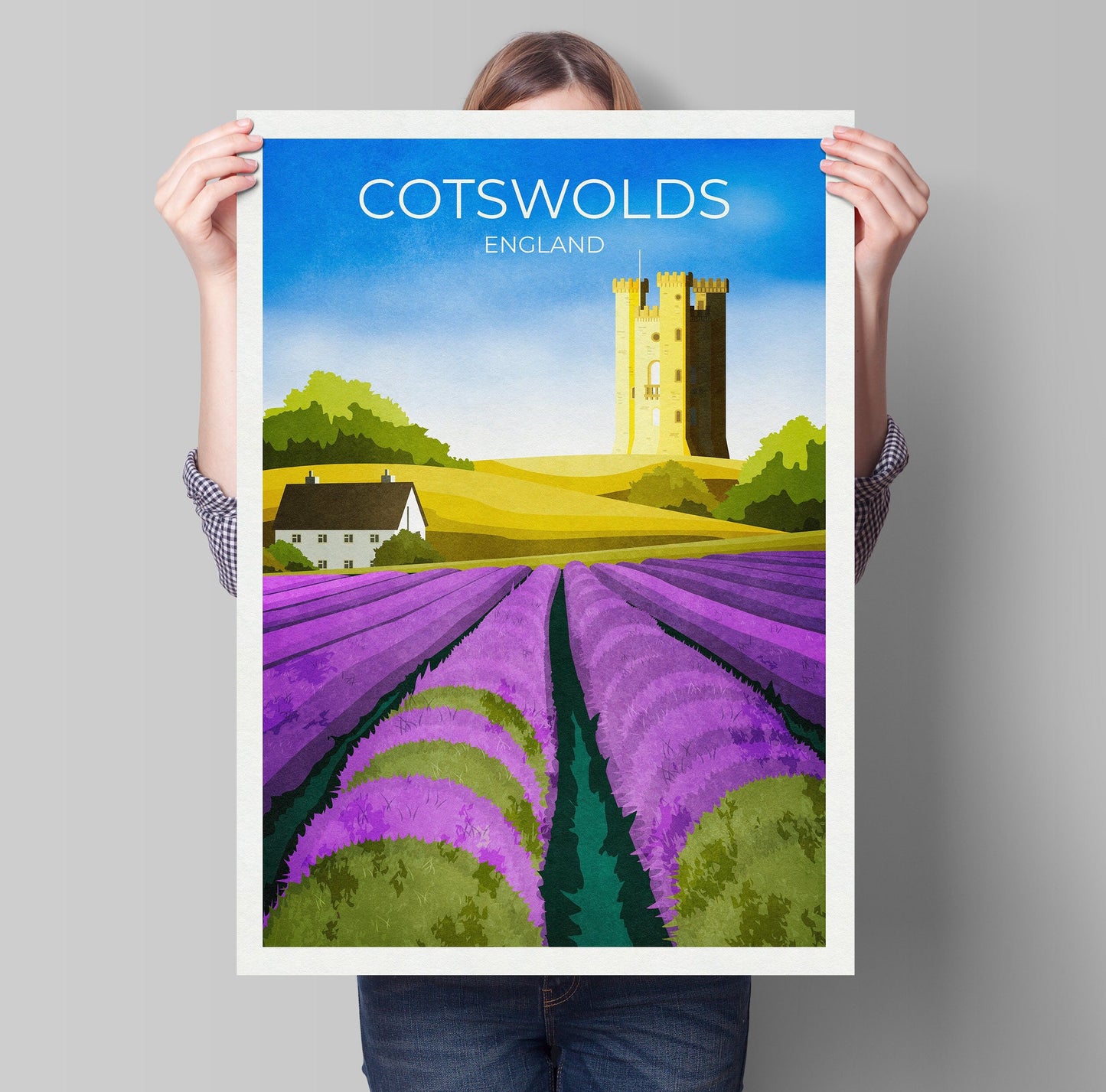 Cotswolds Travel Poster / England Print / Retro Wall Art / Home Decor
