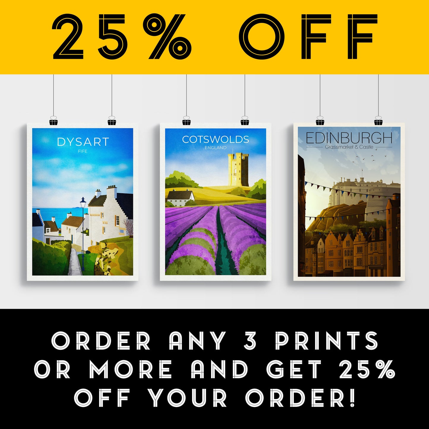 Cotswolds Travel Poster / England Print / Retro Wall Art / Home Decor