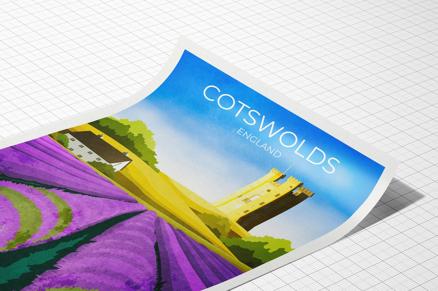 Cotswolds Travel Poster / England Print / Retro Wall Art / Home Decor