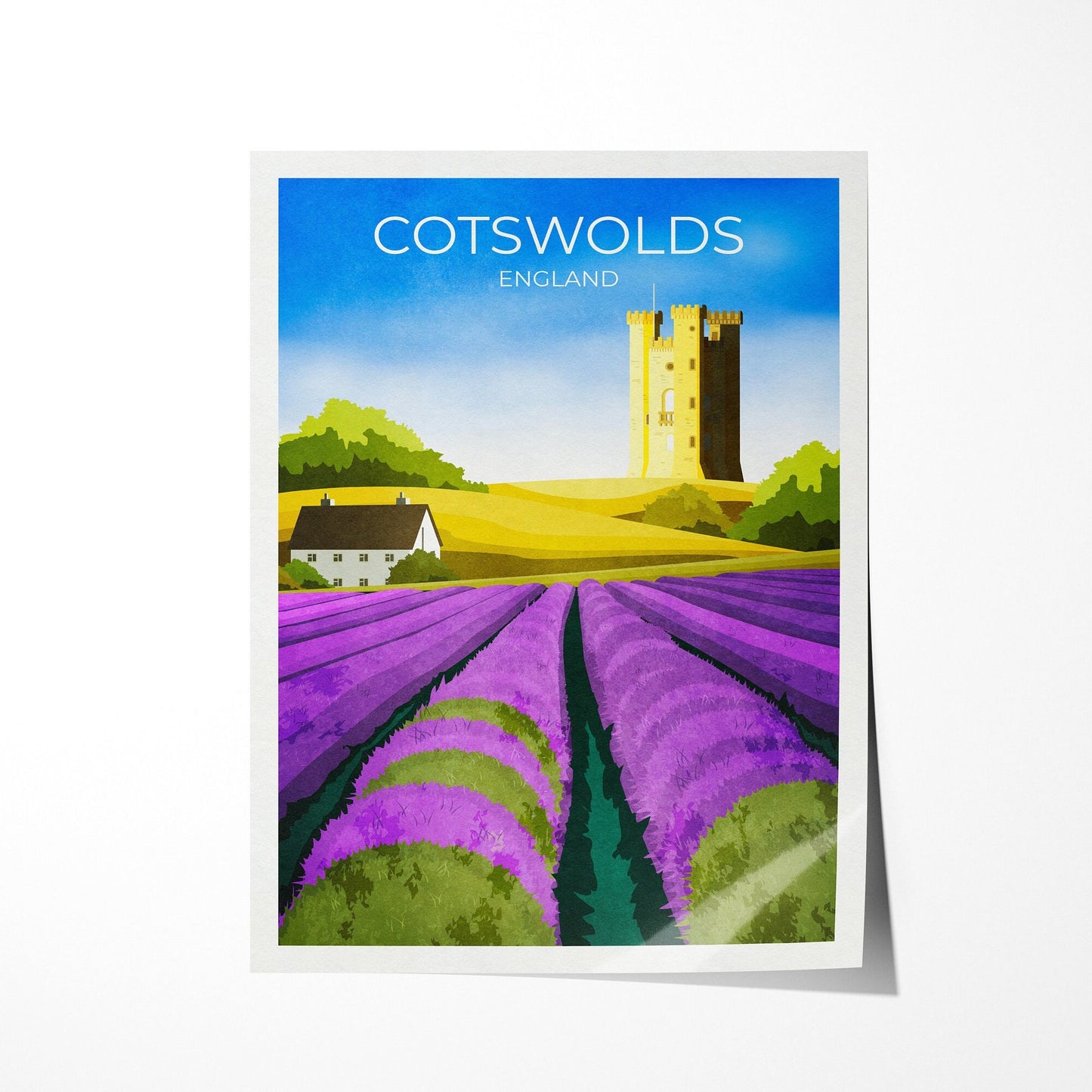 Cotswolds Travel Poster / England Print / Retro Wall Art / Home Decor