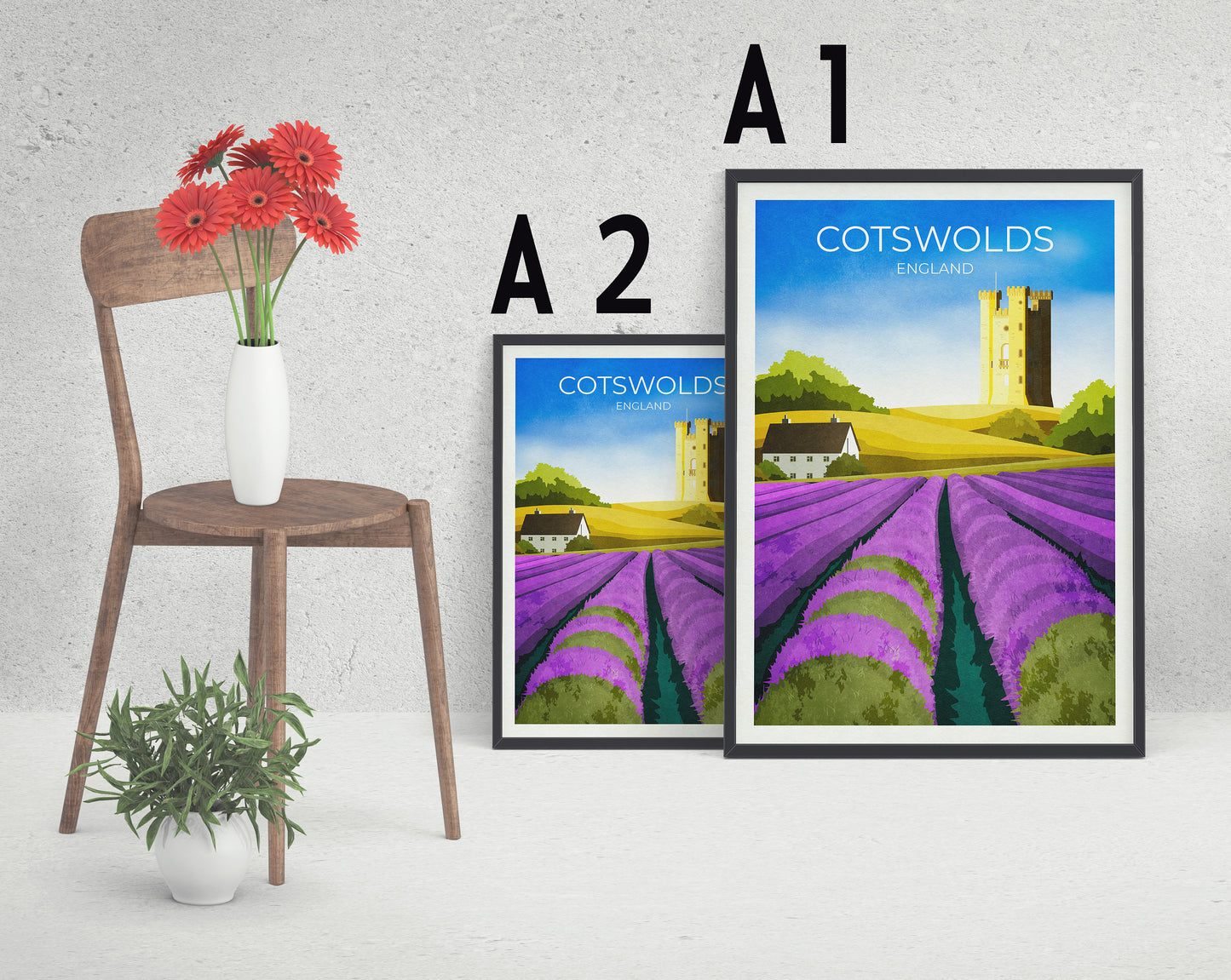 Cotswolds Travel Poster / England Print / Retro Wall Art / Home Decor