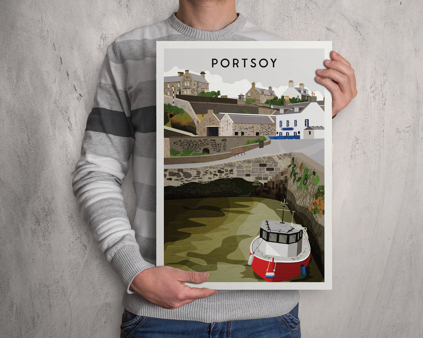 Portsoy Harbour Travel Poster Print - Aberdeenshire - Scotland - Scottish Landscape - Banff - Moray Firth