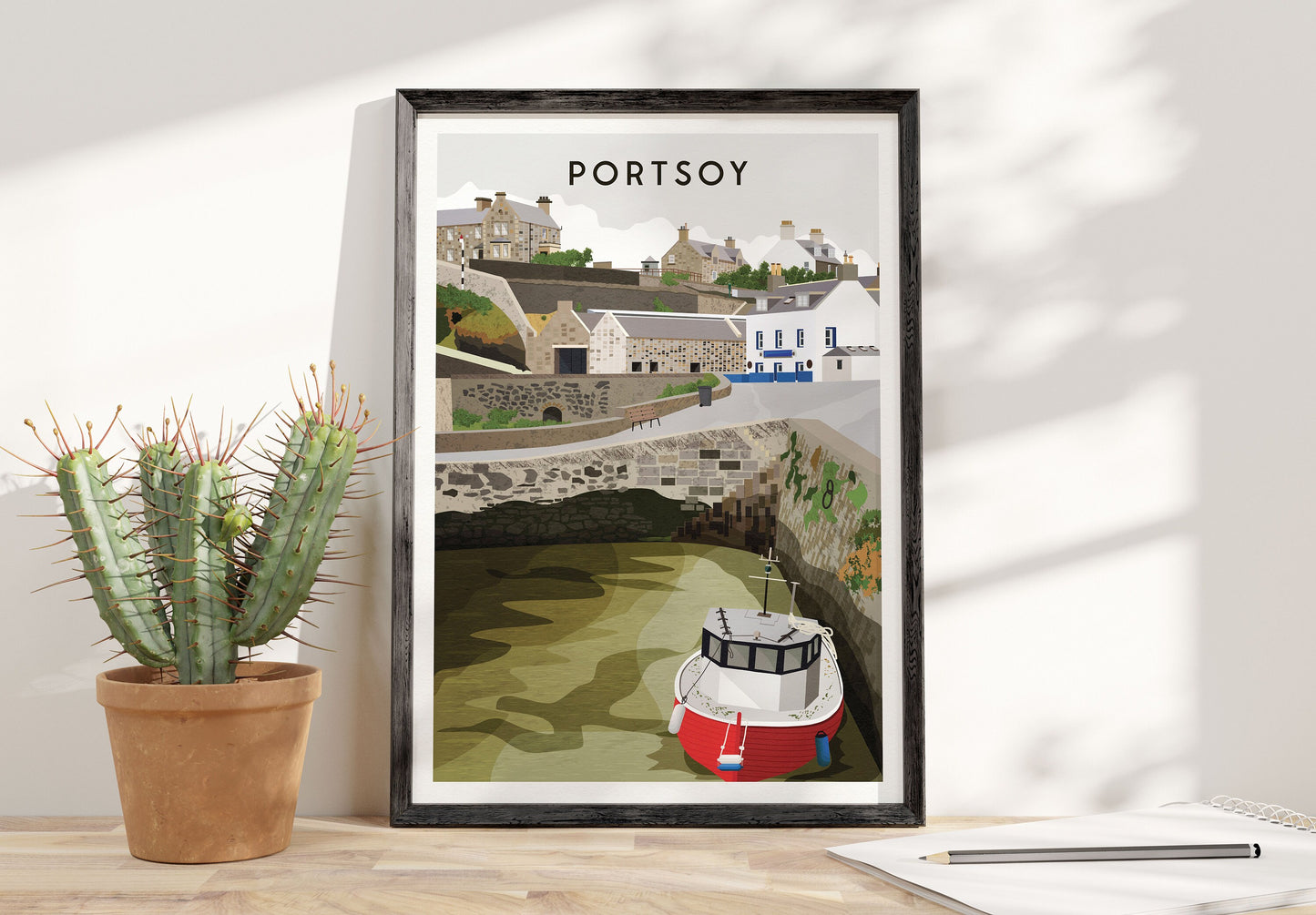 Portsoy Harbour Travel Poster Print - Aberdeenshire - Scotland - Scottish Landscape - Banff - Moray Firth