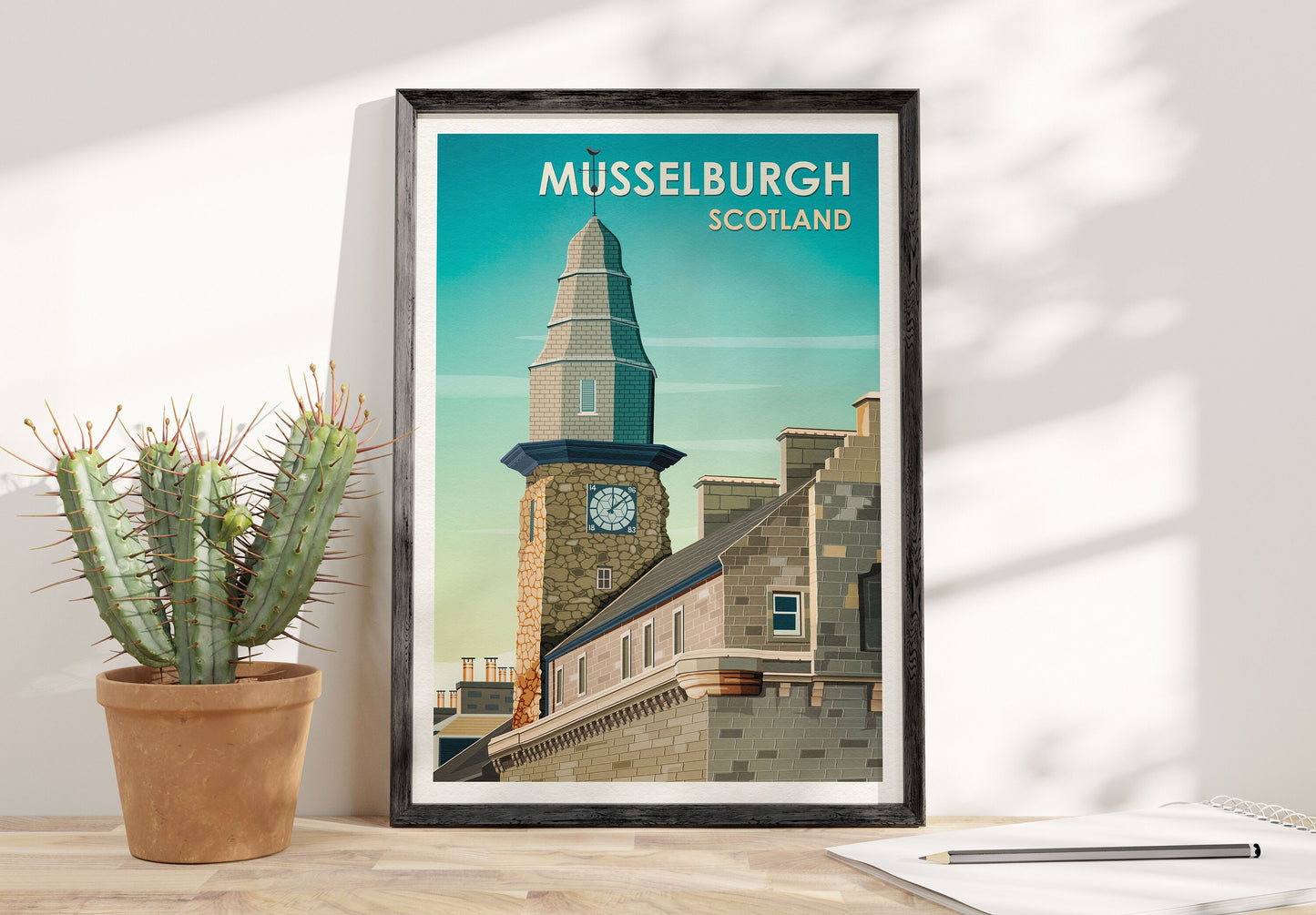 Musselburgh Print - Edinburgh Poster - old town hall - clock tower - East Lothian - Midlothian