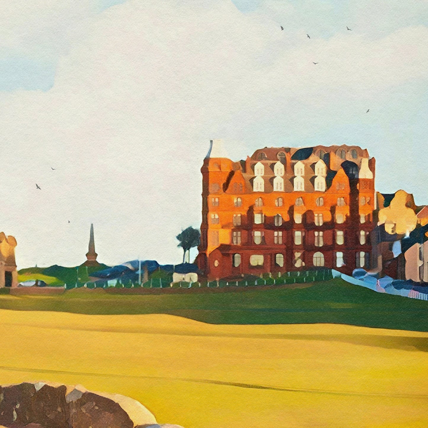 St Andrews Golf Print, 18th Hole, Swilcan / Swilken Bridge, The Old Course, The Home of Golf, Grand Old Lady, Scotland Illustration Art