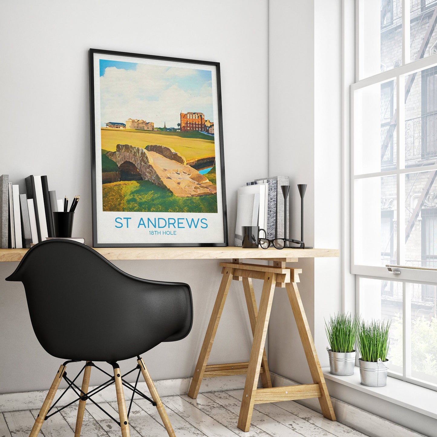 St Andrews Golf Print, 18th Hole, Swilcan / Swilken Bridge, The Old Course, The Home of Golf, Grand Old Lady, Scotland Illustration Art
