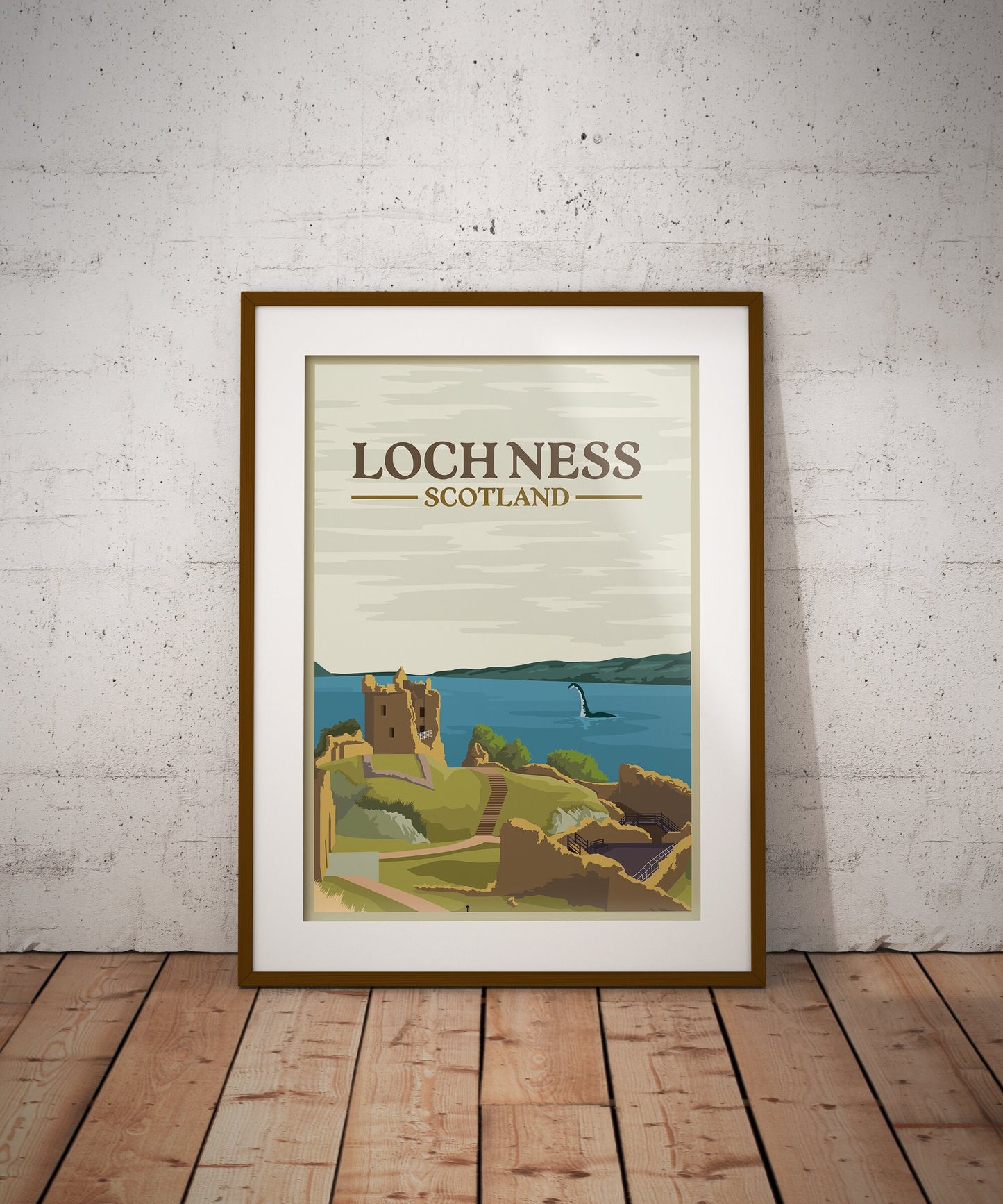 Loch Ness Monster Travel Poster - Wall Art - Home Decor - Printing - Giclee - Minimalist - Scotland - Highlands - Artwork - Scottish Gift