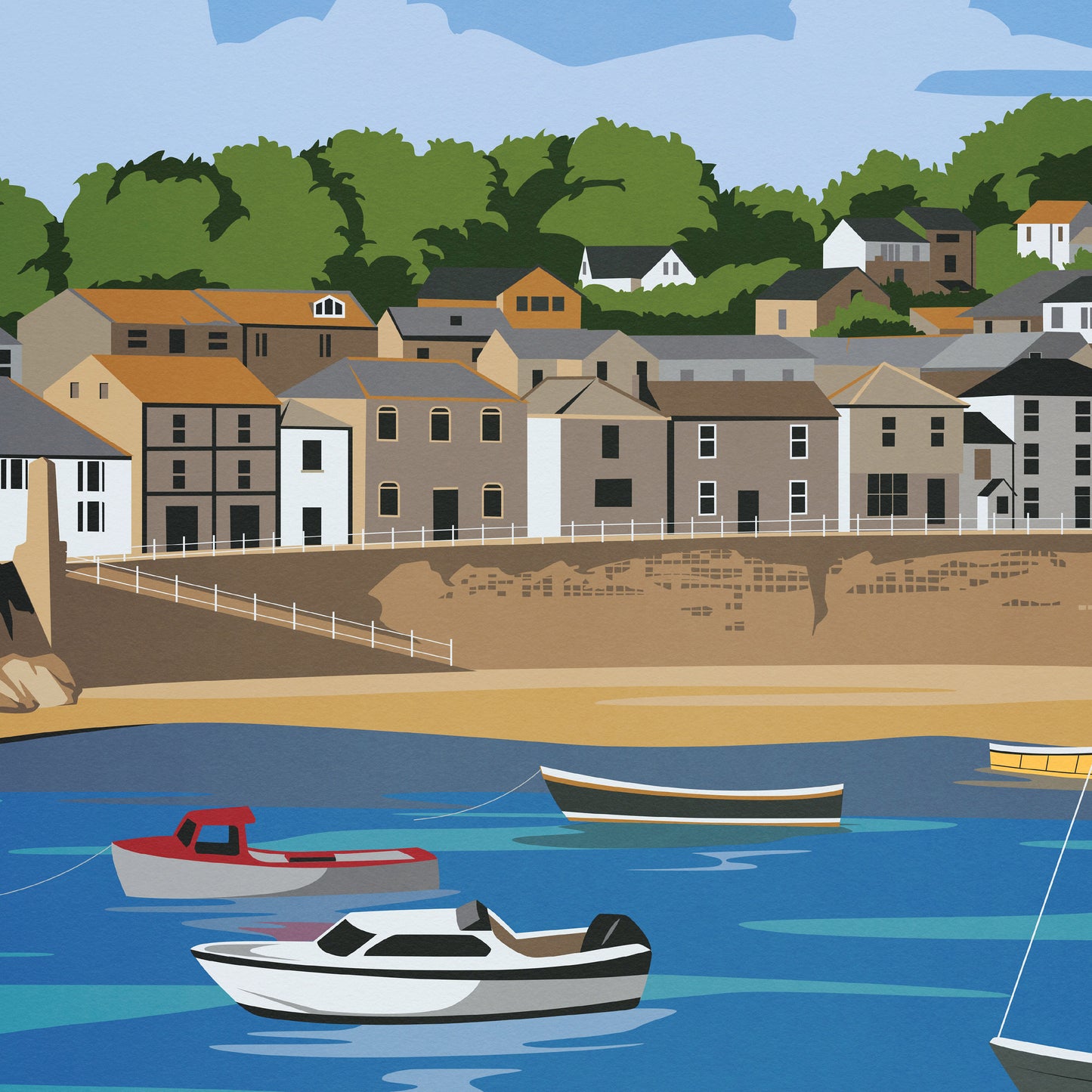 Mousehole Print - Cornwall Travel Poster - England - Mousehole Harbour