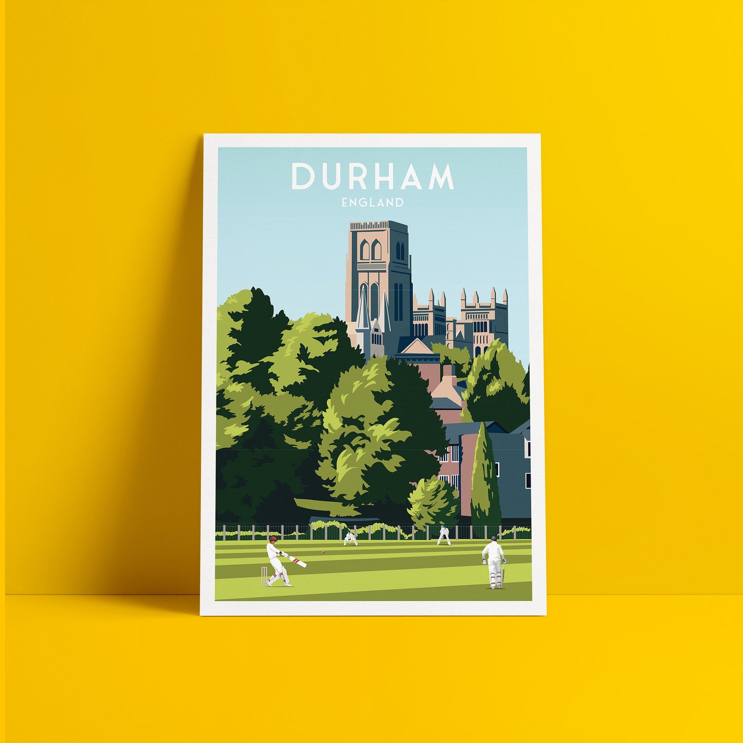 Durham Print - Cricket Match - Durham Cathedral - England Travel Poster