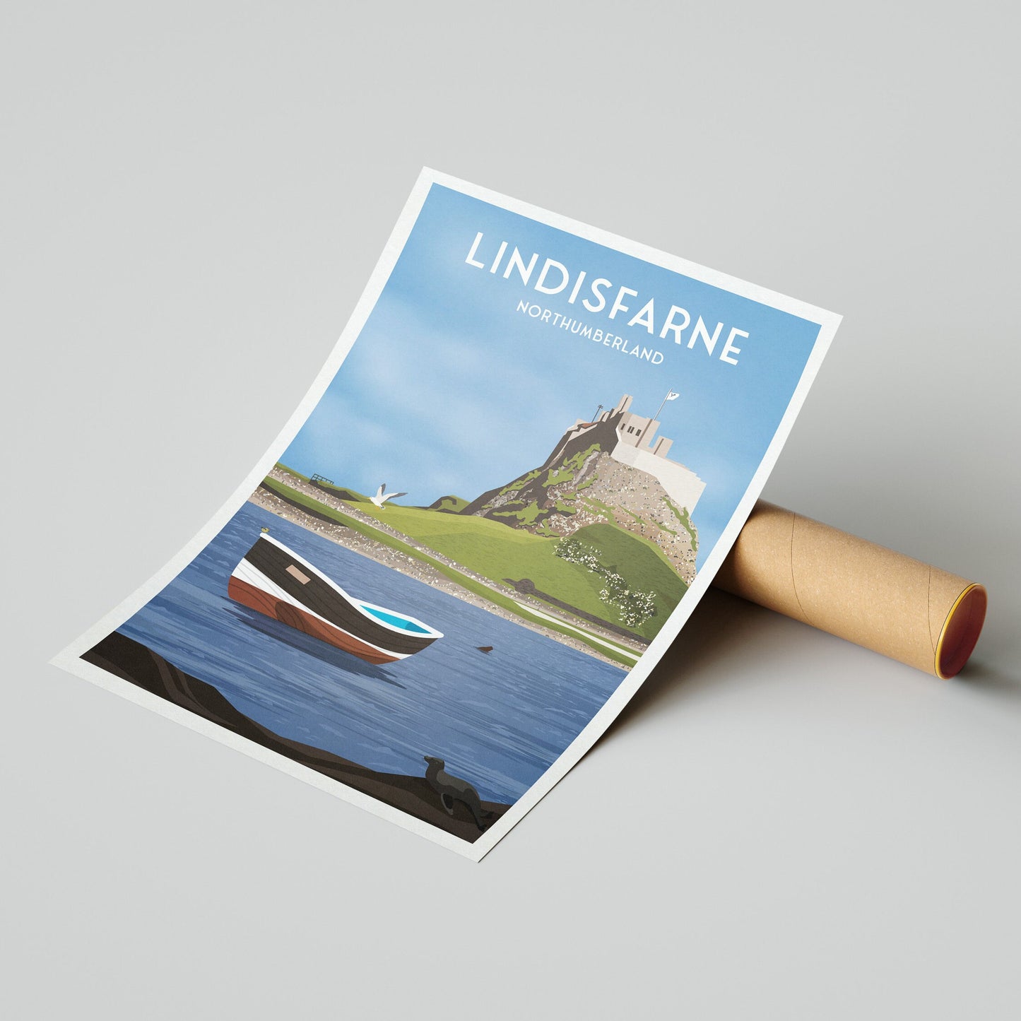 Lindisfarne Print - Holy Island - Northumberland Travel Poster - Lindisfarne Castle