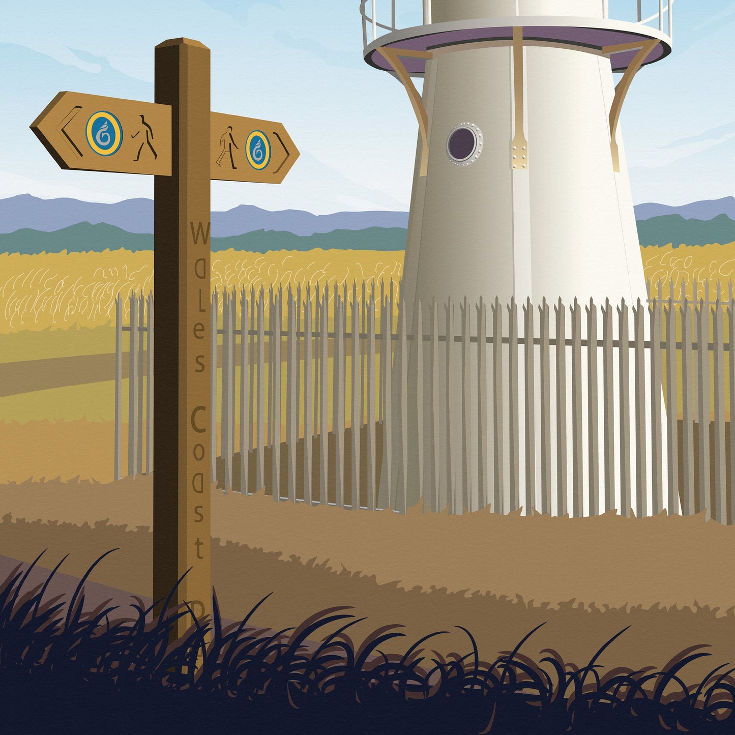 Newport Print - East Usk Lighthouse - South Wales - Wales Coast - Travel Poster
