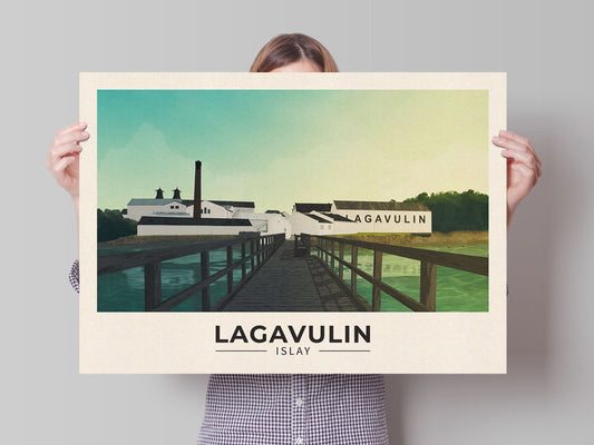 Lagavulin, Port Ellen, Islay - Whisky Distillery - Illustration - Wall Art