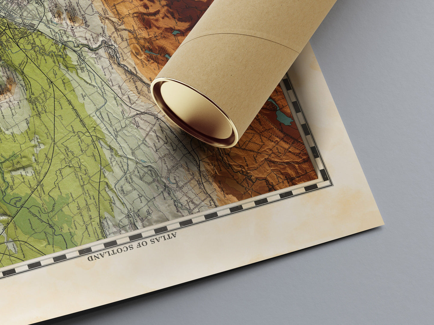 Edinburgh Map - Topographic Shaded Relief Map - Vintage Style - 2D Giclée Print - Vintage Geology Poster - Elevation Map - Firth of Forth