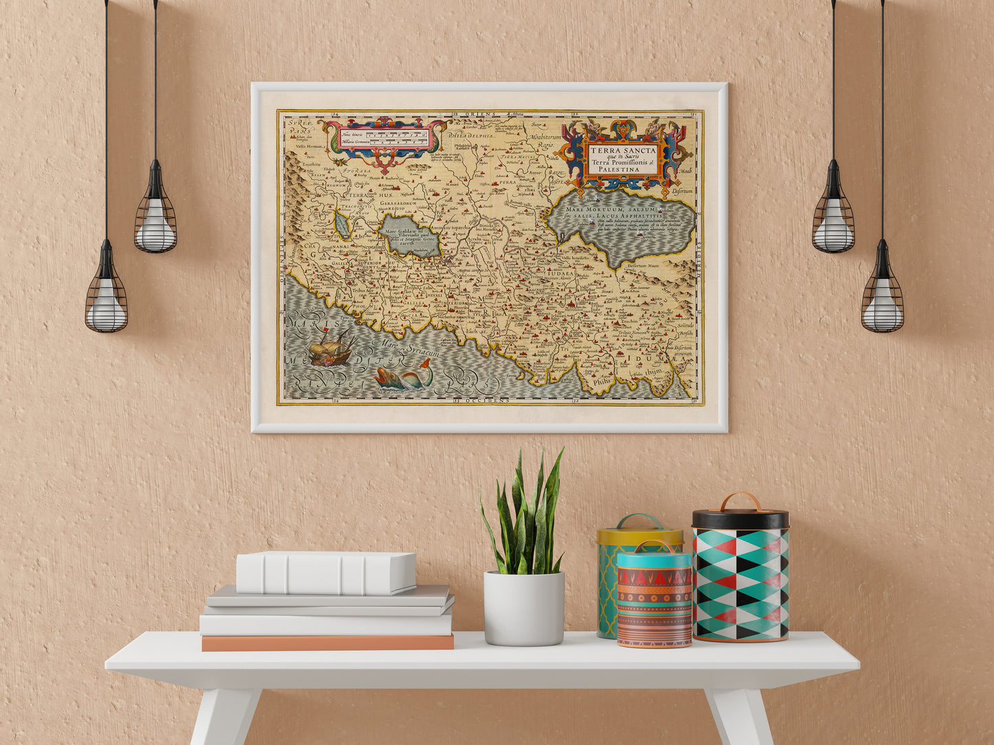 Holy Land Map - Terra Sancta - Ancient Palestine, Palestina, 1623 - Israel, Judea, Jerusalem, Samaria, Galilee, biblical Map, Bible Study
