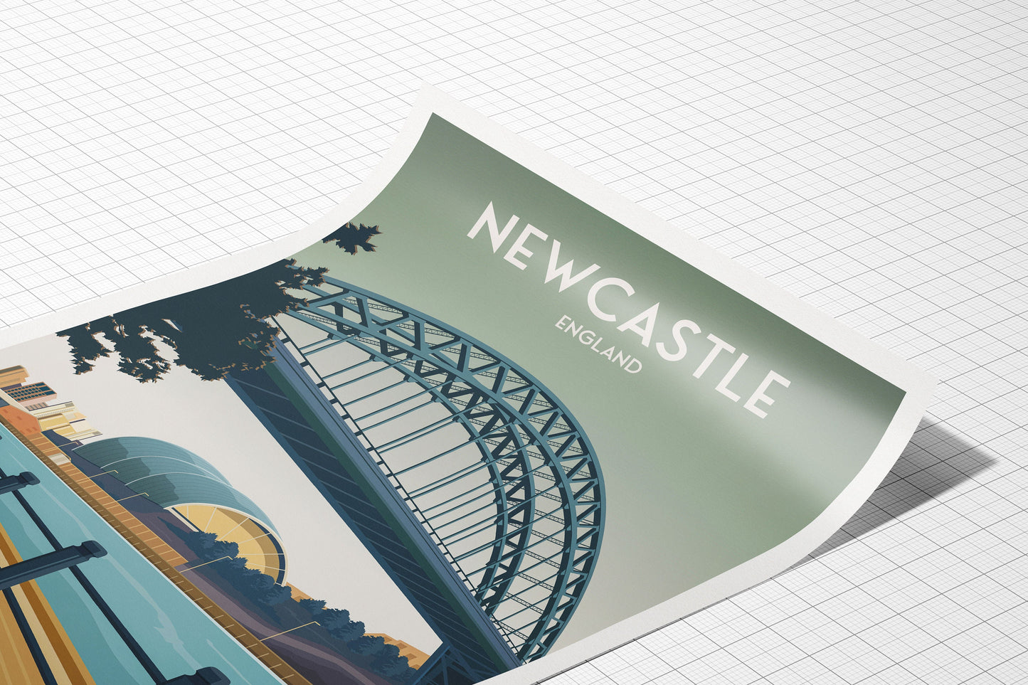 Newcastle Print - The Tyne Bridge - North East England Travel Poster - United Kingdom - Newcastle upon Tyne - Wedding gift - present