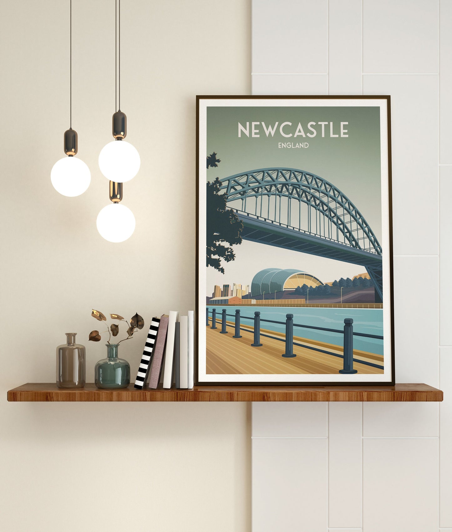 Newcastle Print - The Tyne Bridge - North East England Travel Poster - United Kingdom - Newcastle upon Tyne - Wedding gift - present