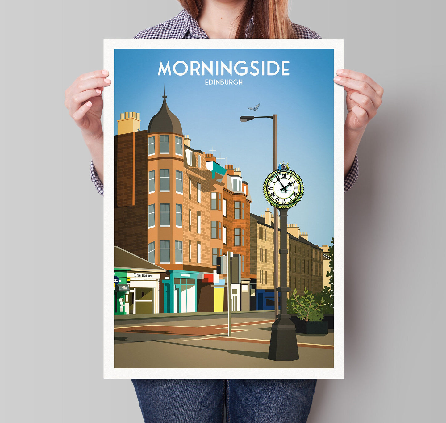 Morningside Edinburgh Print - Morningside Clock - Scottish Travel Poster