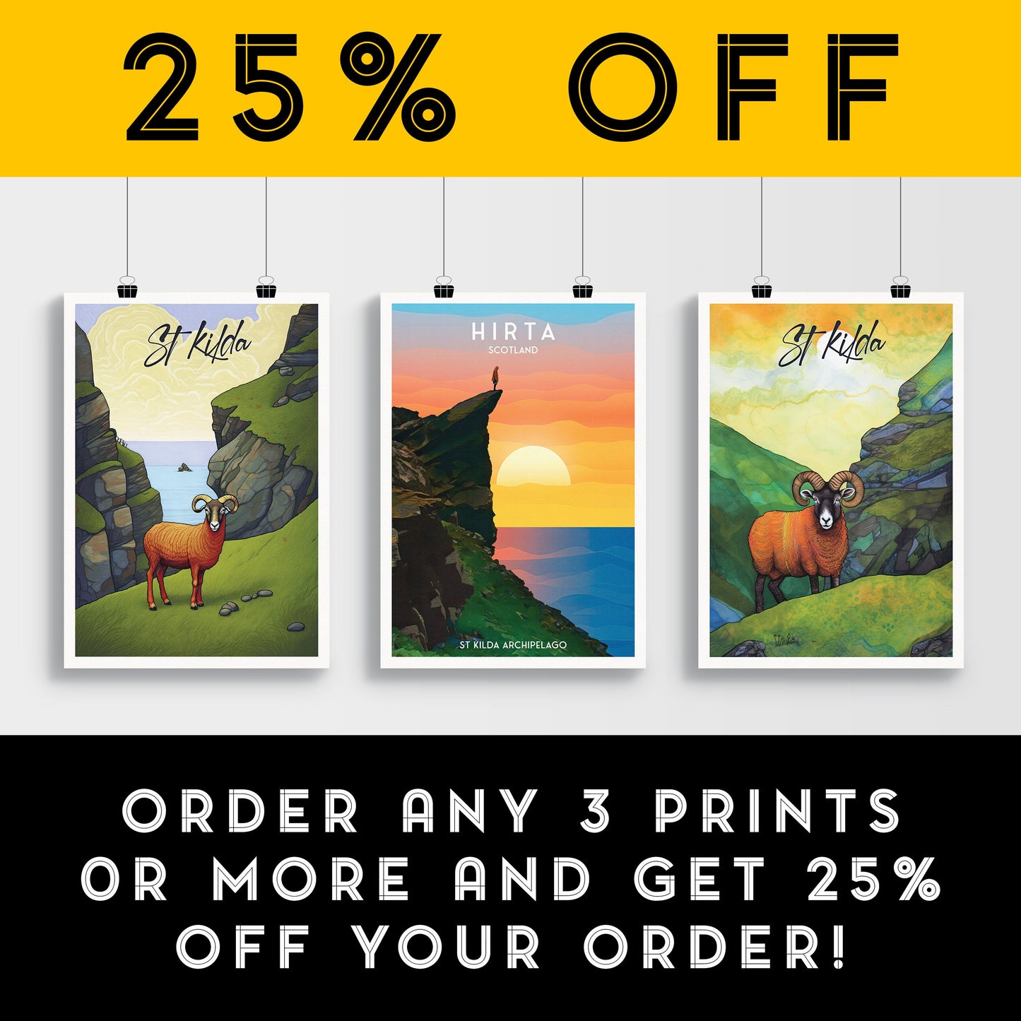 Hirta Print - St Kilda Archipelago - Travel Poster - Illustration - Hirta - Scottish Island - St Kilda Archipelago