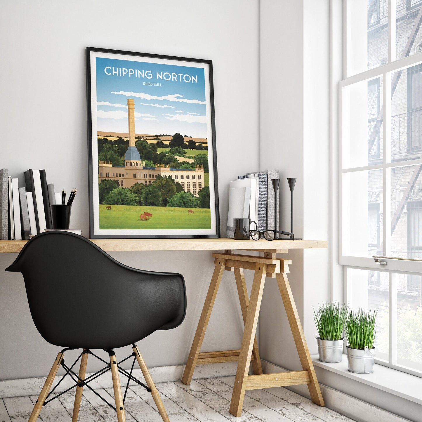 Chipping Norton Print - Bliss Mill - English Travel Poster - Bliss Tweed Mill - Oxfordshire