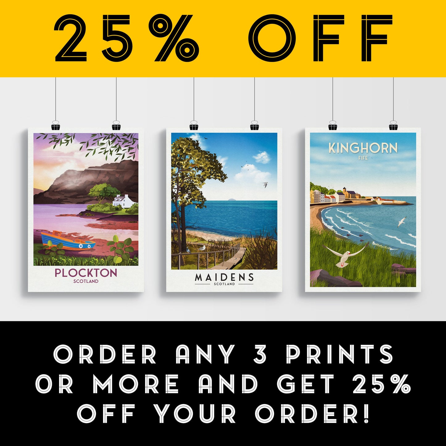 Maidens Print - Travel Poster - Ayrshire Wall Art - Firth of Clyde - Maidenhead Bay