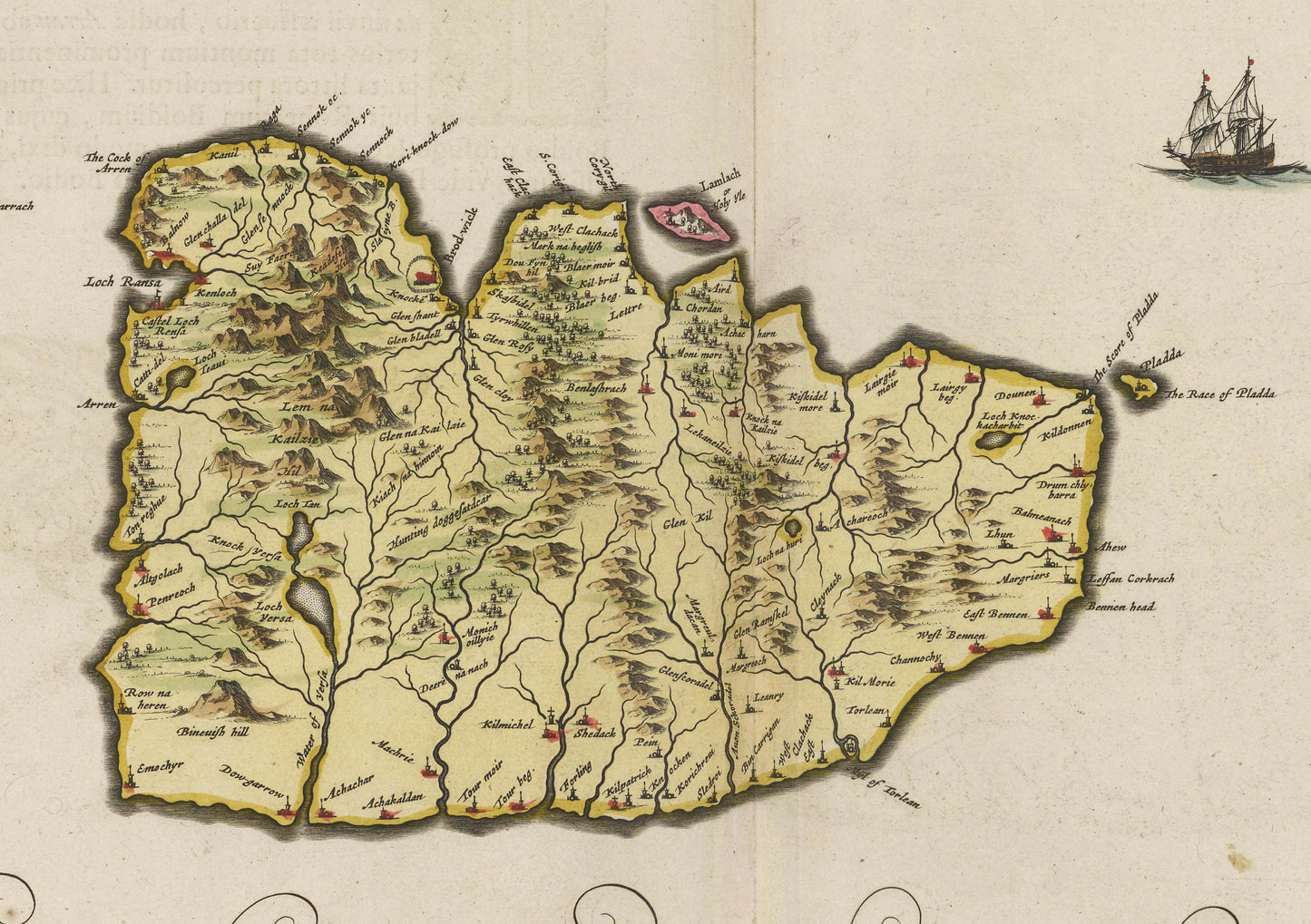 Arran Map | Old Antique Map of Isle of Arran| 1665 | Old Map Wall Print| Poster Wall Art|Wall Art |Scottish Maps| Vintage Print