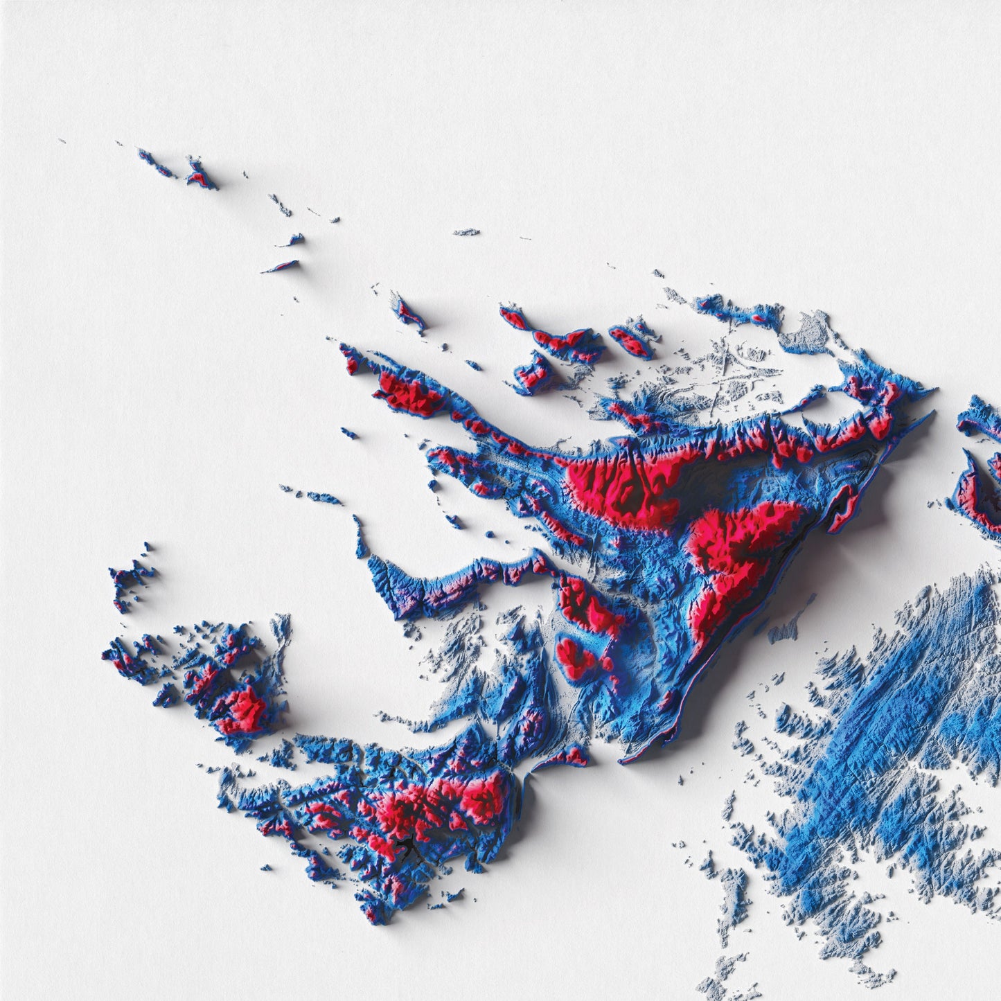 Falkland Islands Art Relief Map - 2D Print - Geology - Shaded Relief Map