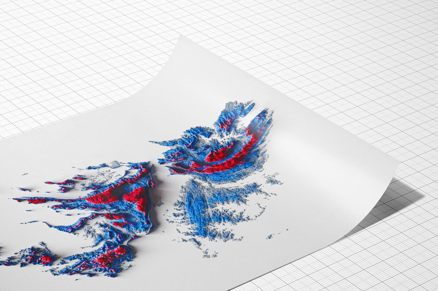 Falkland Islands Art Relief Map - 2D Print - Geology - Shaded Relief Map