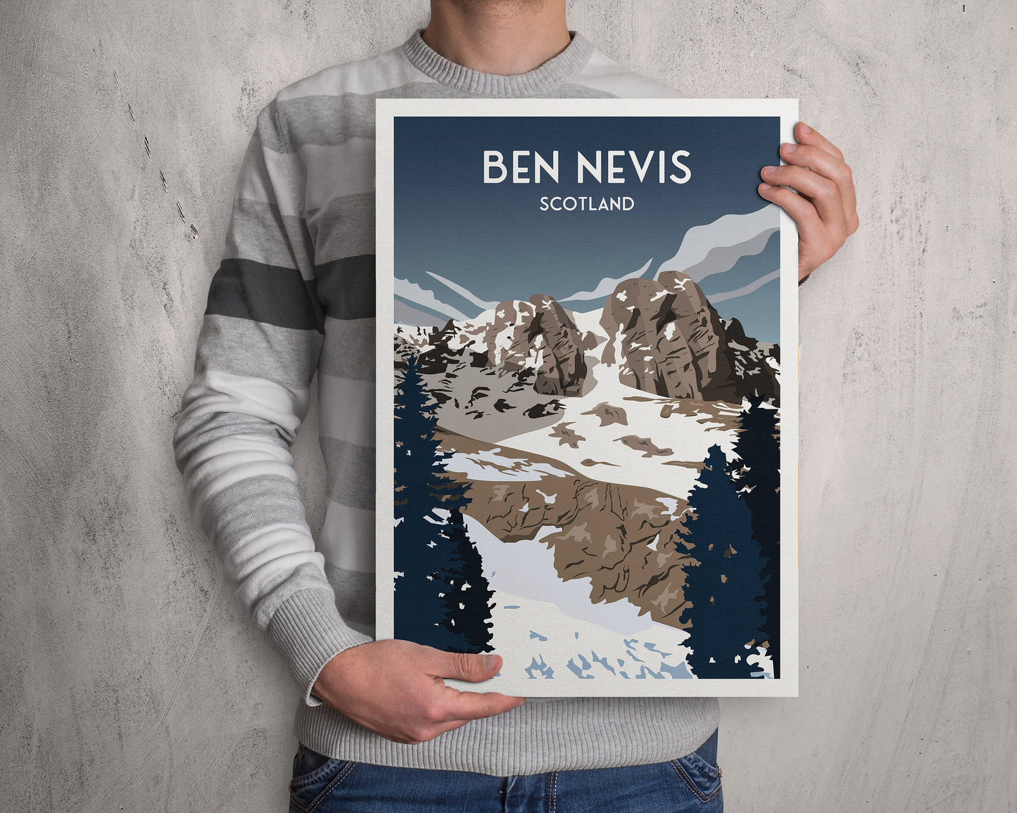 Ben Nevis Print - Lochaber - Fort William - National Park Poster - Hillwalking, Mountains, West Highland Way, Scotland,Three Peaks Challenge