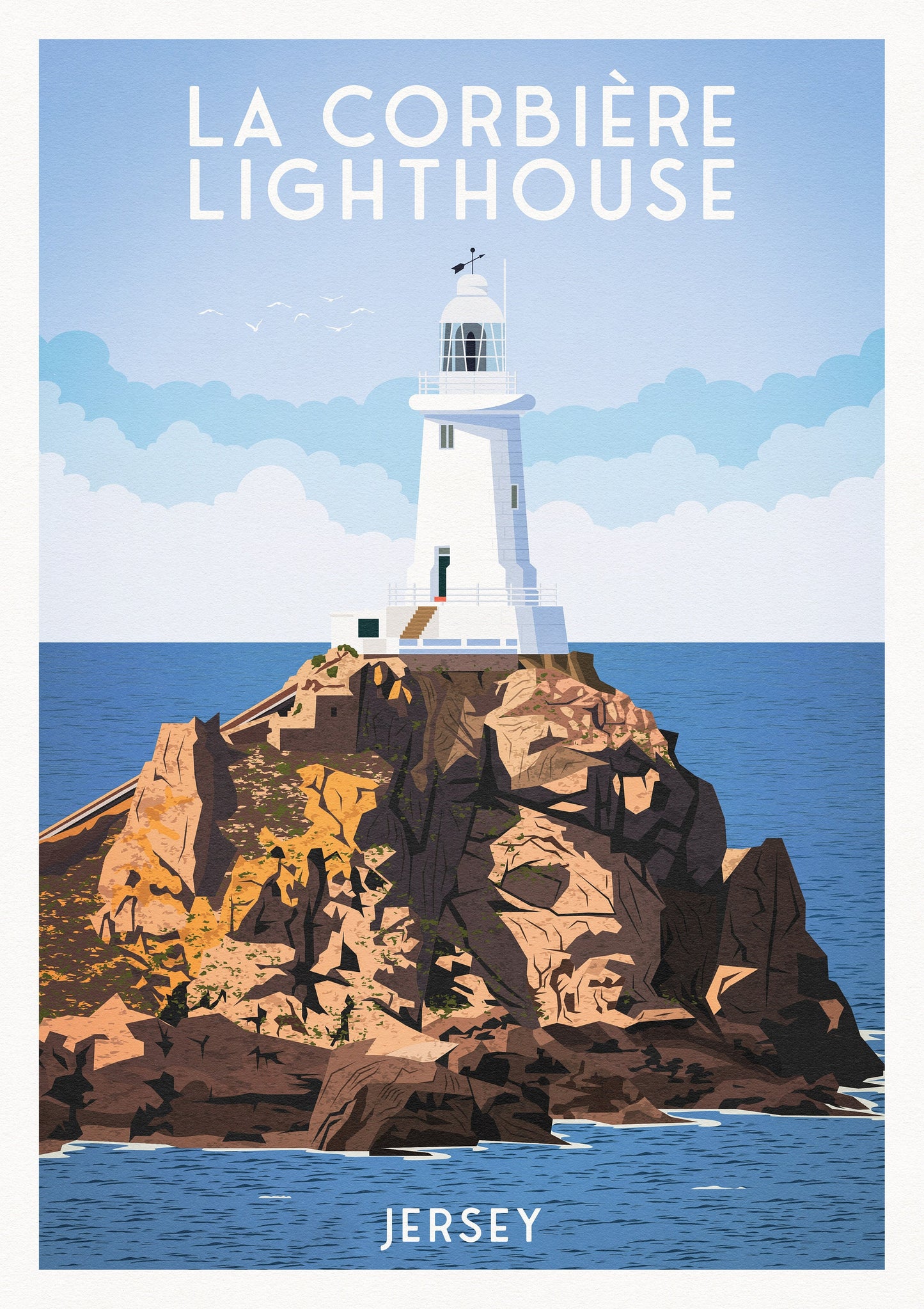 La Corbière Lighthouse Print - Jersey - St. Brélade - Travel Poster