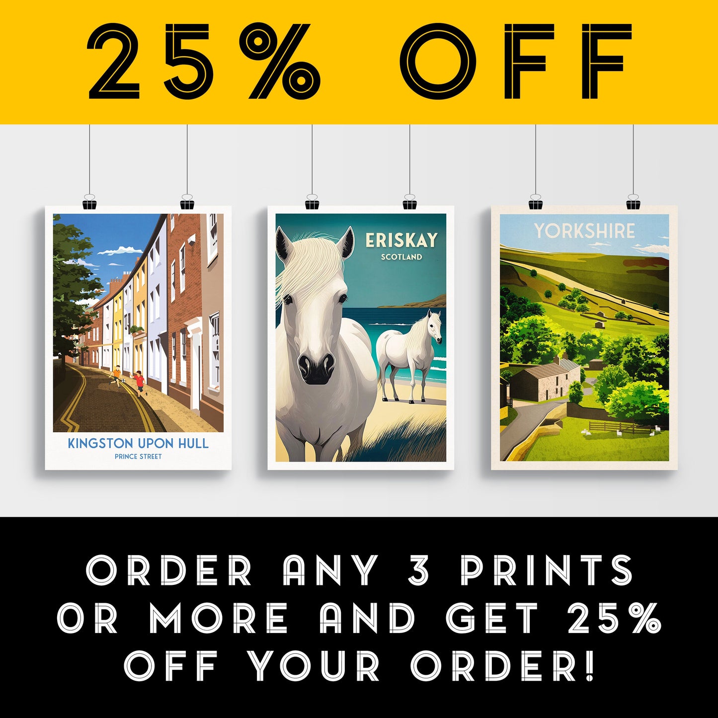 Eriskay Print - Travel Poster - Eriskay Ponies - Outer Hebrides Wall Art