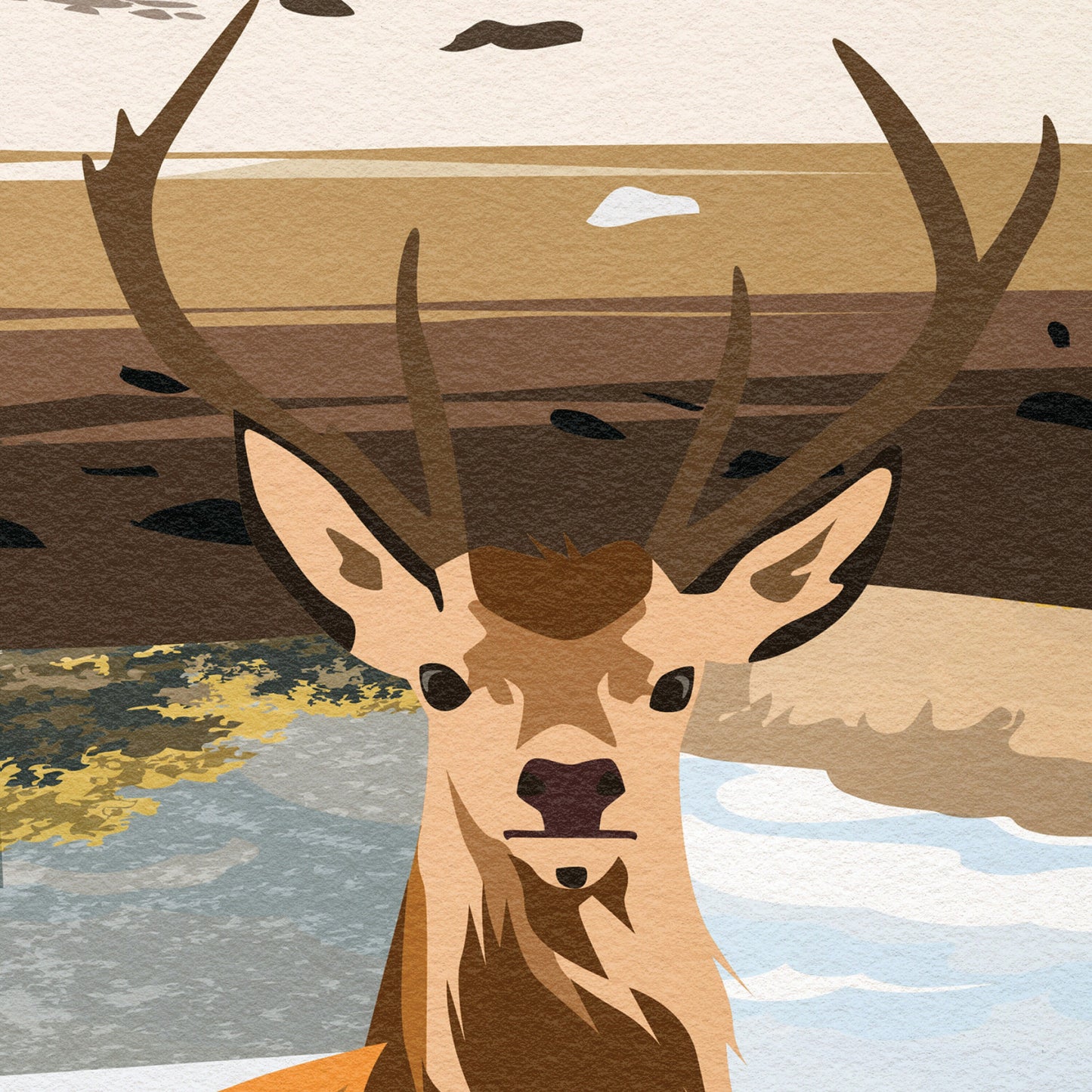Lochranza Print - Travel Poster - Lochranza Castle - Isle of Arran - Stag - Scottish Wall Art - Scotland Gift
