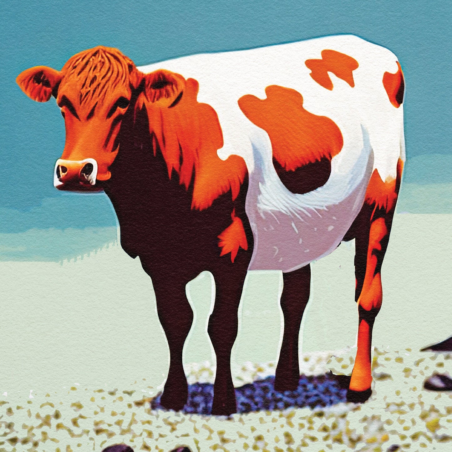 Cows on the Beach, Isle of Muck - Scottish Countryside Illustration Print - Scottish Wall Art - Poster - Highlands