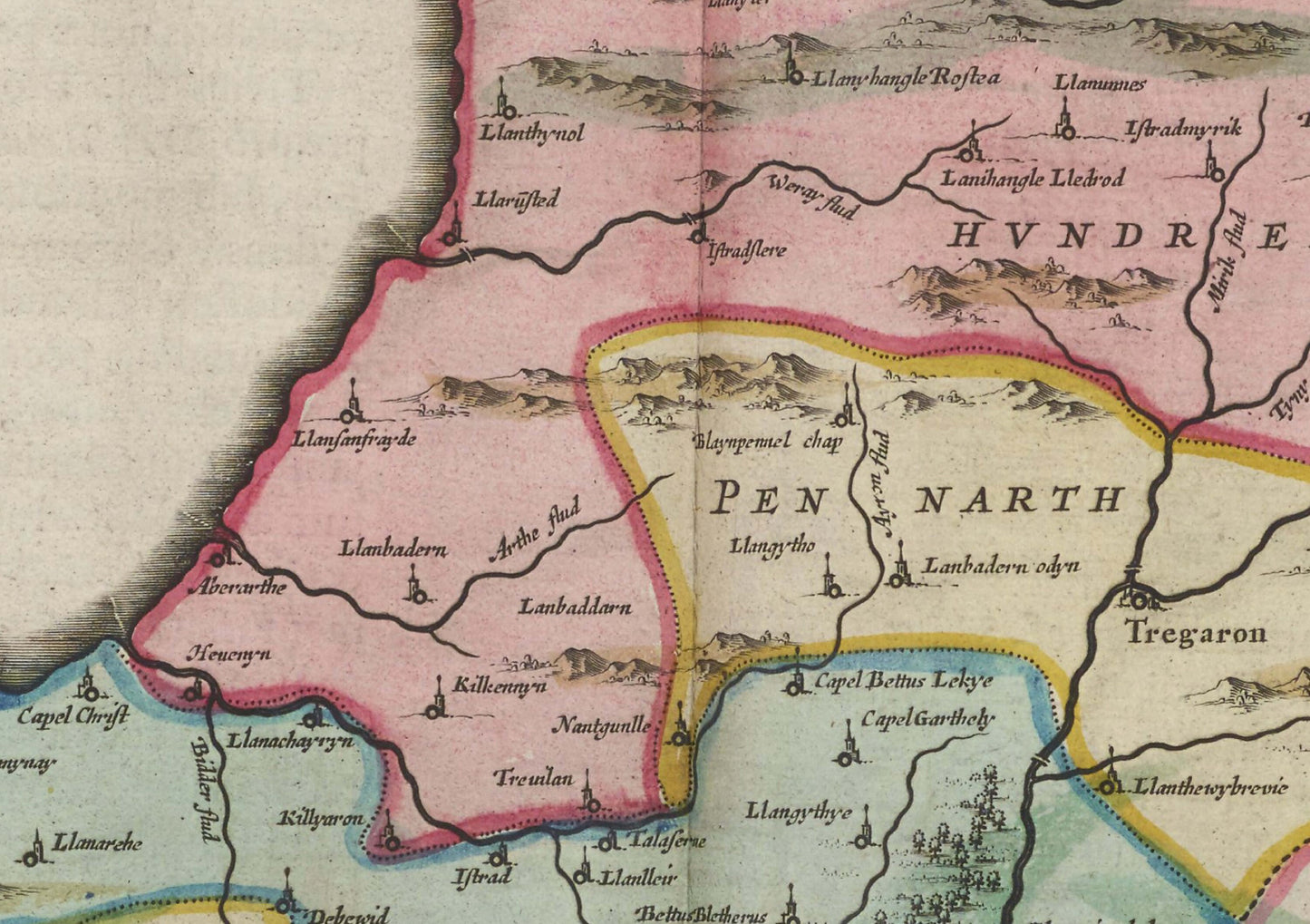 Cardiganshire Map | Ceretica sive Cardiganensis Comitatus | Old map of Cardigan by J. Blaeu |1665 | Poster Wall Art|Welsh Maps | Blaeu
