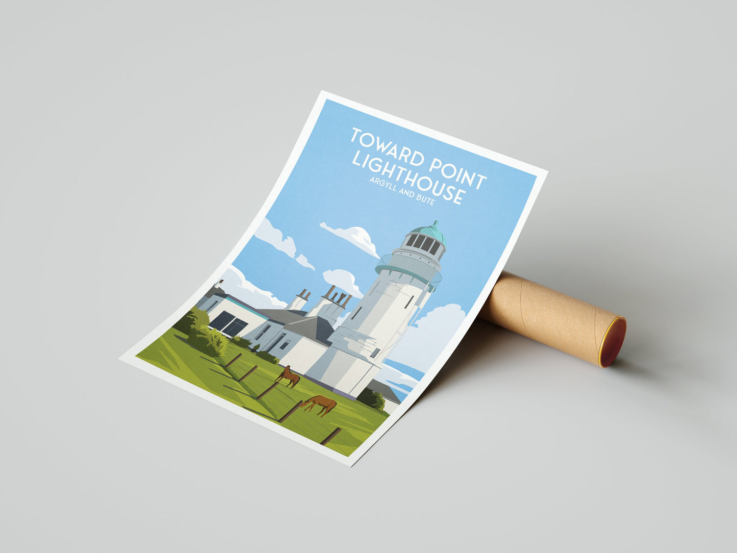 Toward Point Lighthouse Print - Argyll & Bute - Travel Poster - Scottish Gifts - Lighthouse Art - Birthday Present - Home Decor Artwork